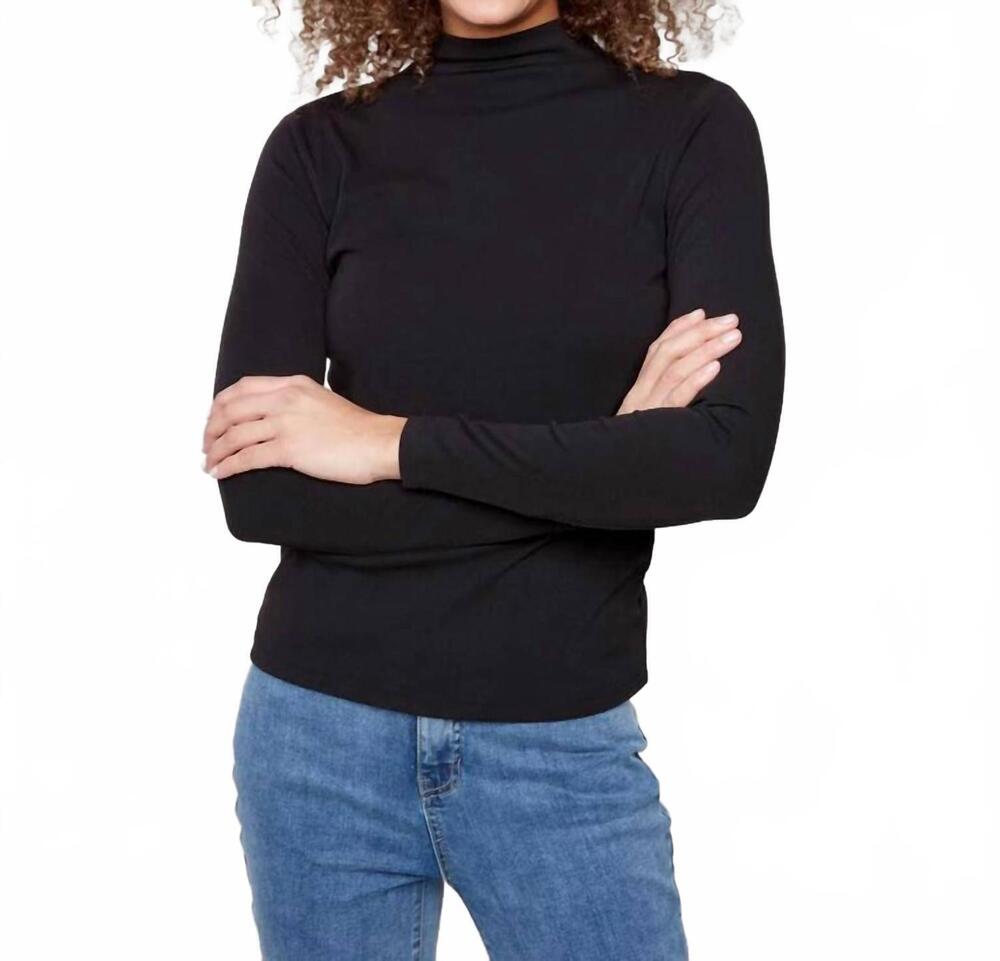 NEW CHARLIE B long sleeve mock neck top in black